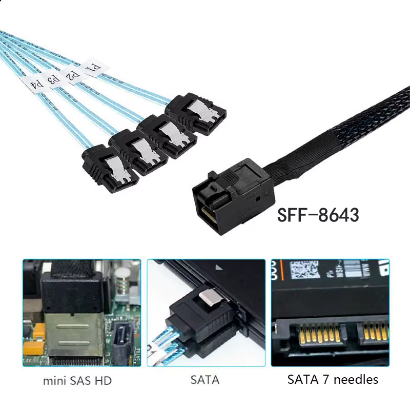 Cable Mini SAS HD a 4 SATA 12G - 50 cm - imagen 2