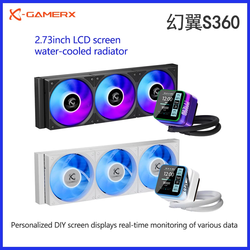 X-GAMERX HuanYi ARGB Radiador de refrigeración por agua todo en uno/soporte LGA1851/1700/115X/1200/AM5/AM4/pantalla LCD magnética de 2,3 pulgadas - imagen 2