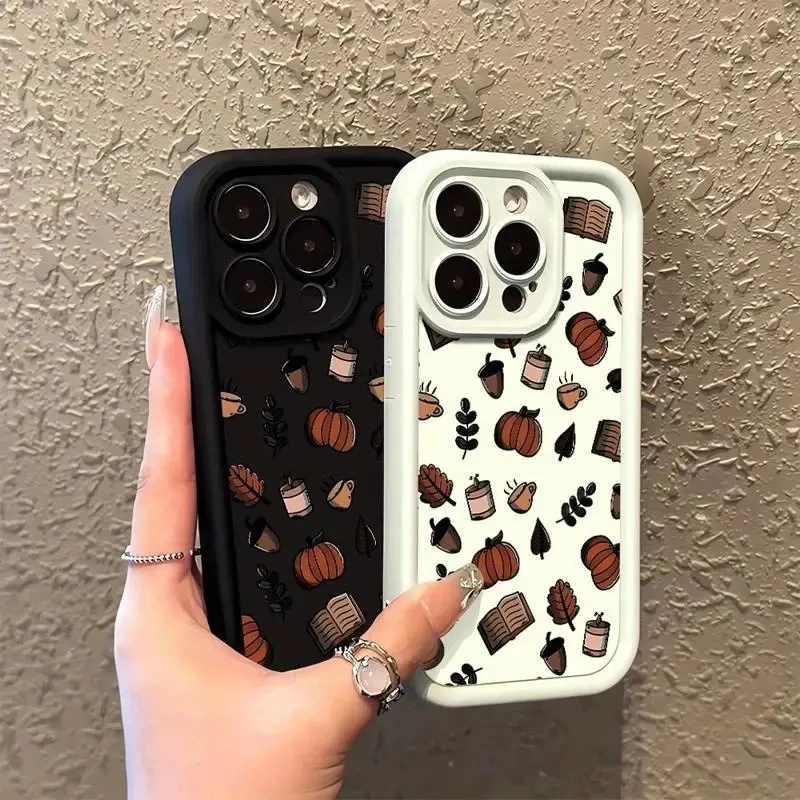 Funda de teléfono para Xiaomi Redmi Note 14, 13, 12, 11 Pro Plus, 5G, 10S, 11S, 12S, bonita funda de dibujos animados de calabaza castaña para Redmi 13C 12C 14C4G - imagen 5