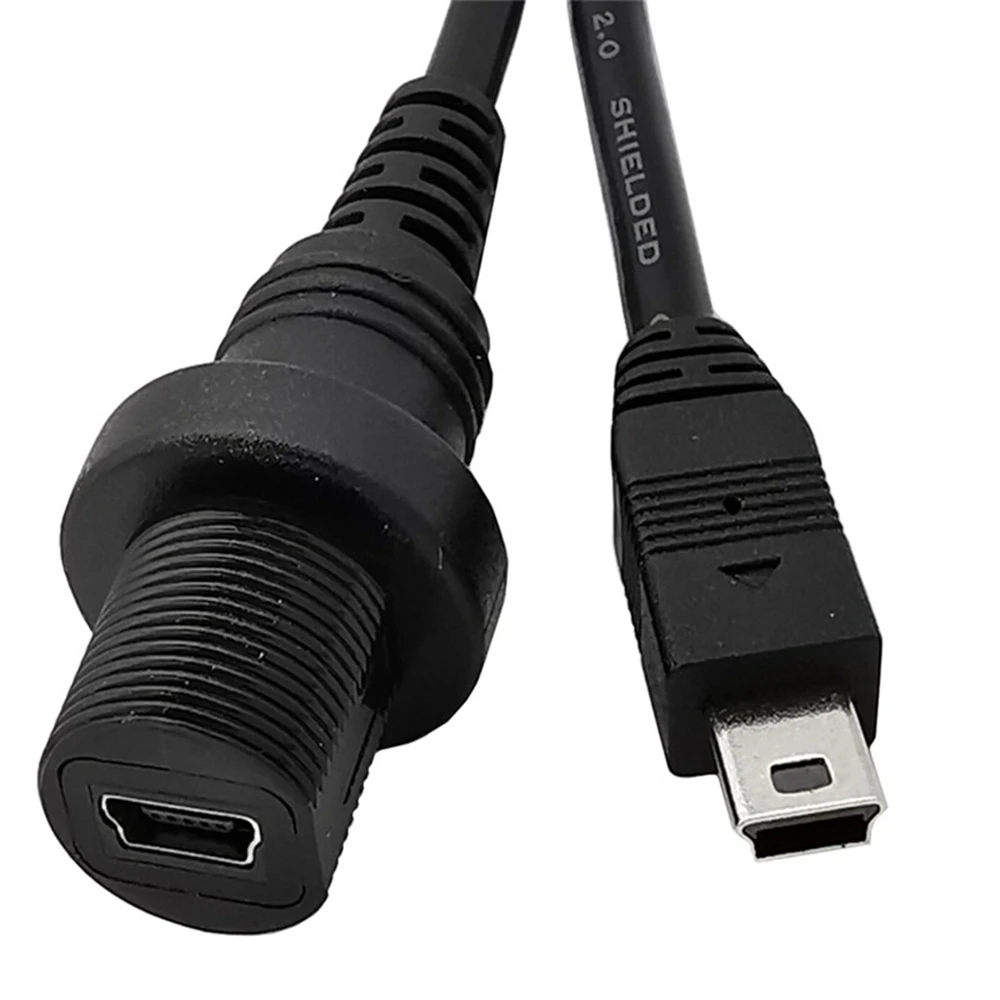 Mini Cable impermeable USB 2,0 IP67, Mini USB 5 pines IP 67 macho a hembra montaje en Panel cable de extensión de conector a prueba de agua 30cm - imagen 2