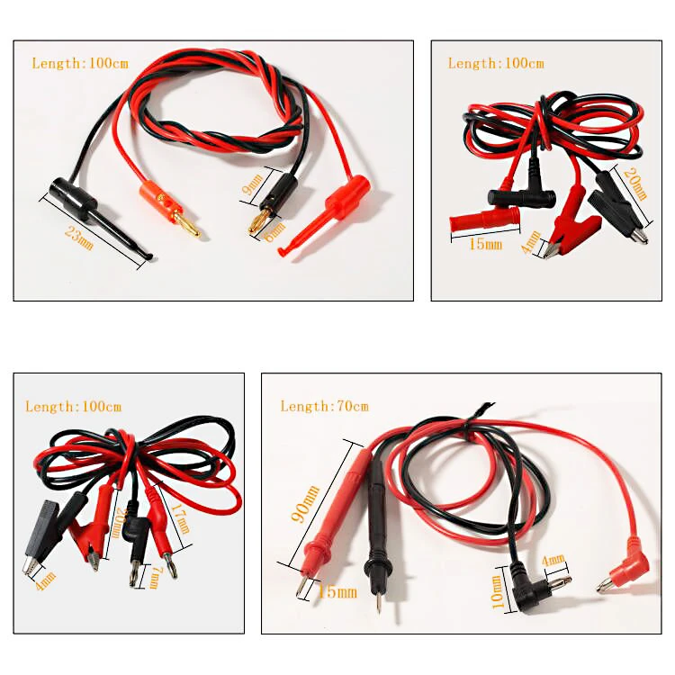 Cables de prueba para multímetro, cable universal con conector banana de cocodrilo y pinzas de cocodrilo - imagen 2