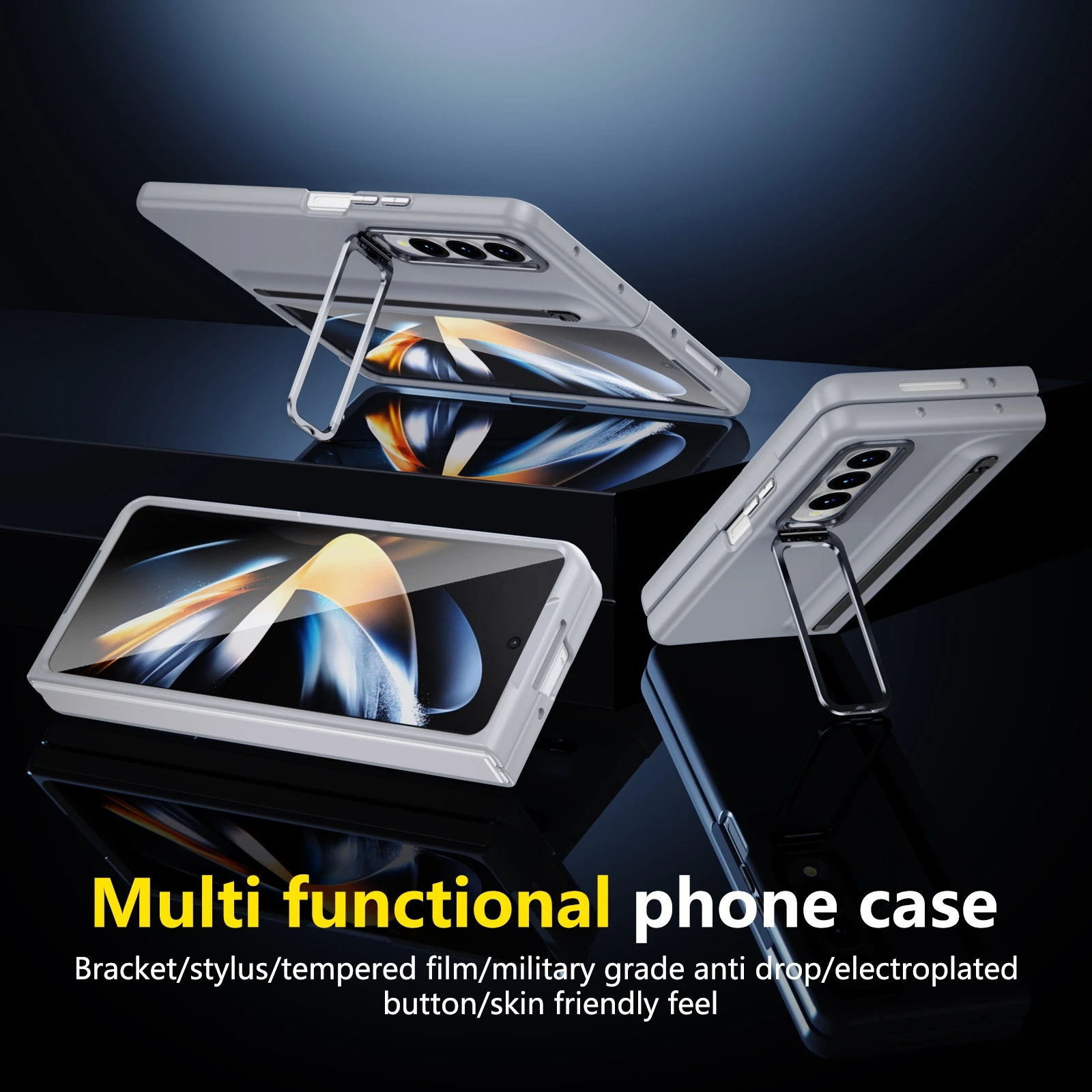 Con ranura para lápiz óptico Funda para Samsung Galaxy Z Fold 4 Fold 3 Funda frontal de cristal lente de Metal soporte PC cubierta de plástico Capa - imagen 5