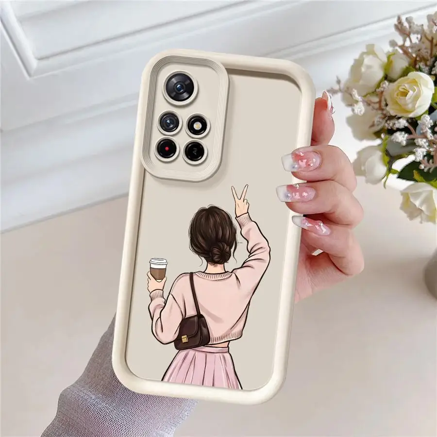 Funda de TPU suave con café para mujer urbana de dibujos animados para Xiaomi Redmi 10C 9C 14C A3 A5 13C 10A A2 A1 Plus 9T 12C 9A - imagen 2