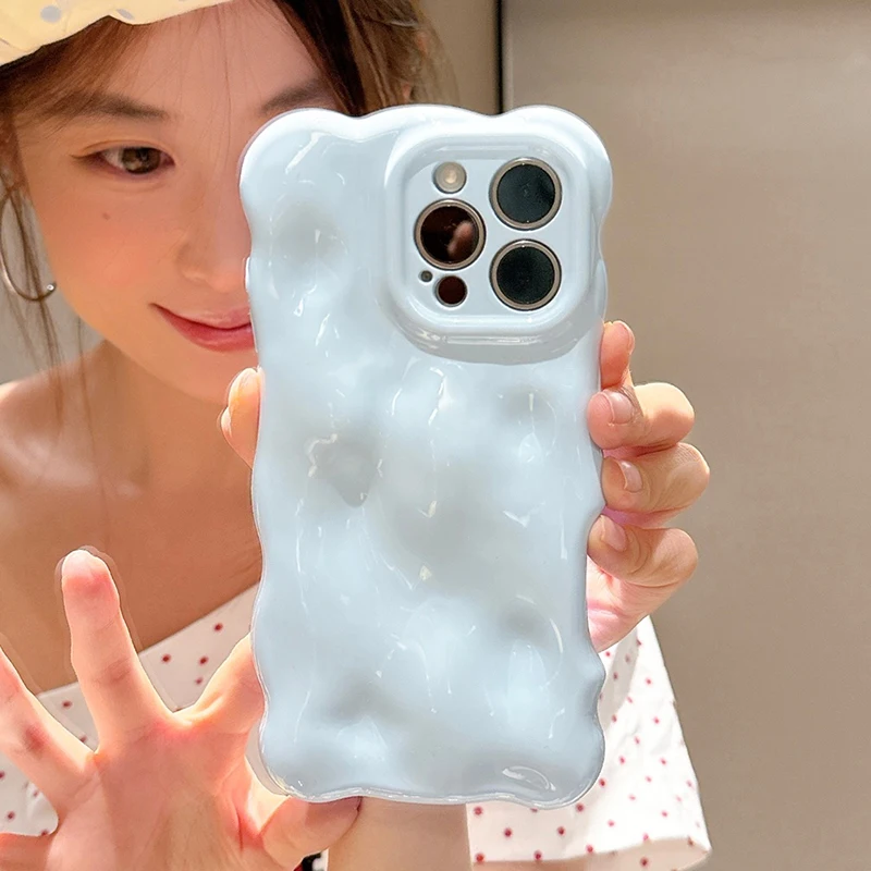 Funda de teléfono Ins 3D Clouds Waves Color dopamina TPU para iPhone 17 Air 16 15 14 Plus 13 12 11 Pro Max funda trasera suave a prueba de golpes - imagen 4