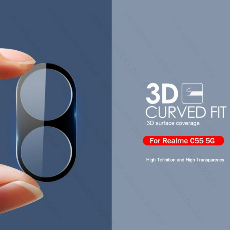 Protector de cámara curvado 3D, cubierta de vidrio templado para Realme C55 5G, funda protectora de lente Realmy Realmi Realmu C55 C 55 5G 2023 6,72"