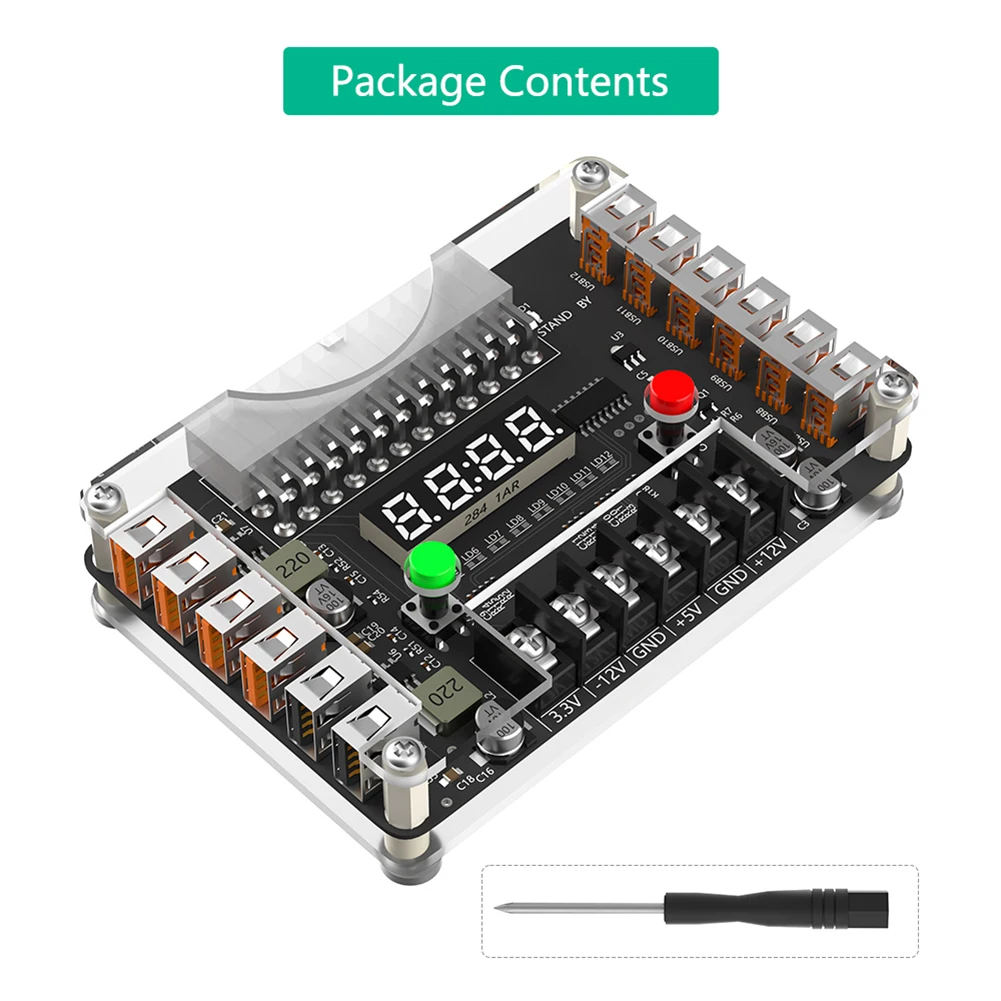 Módulo de placa de ruptura de alimentación ATX para ordenador y PC, 12 puertos USB 3A, 3,3 V, 5V, 12V -12V, voltaje de salida, fuente de alimentación ATX - imagen 5