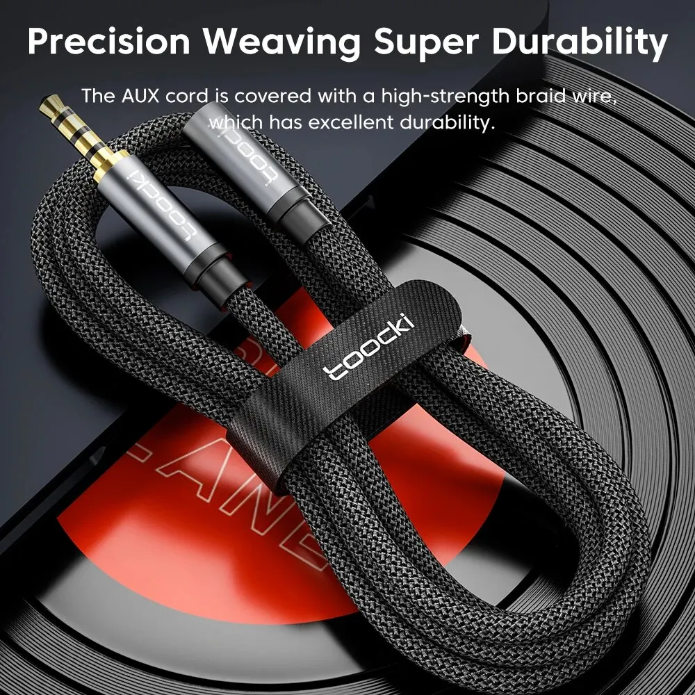 Toocki Audio-Cable auxiliar macho a hembra de 3,5mm, Conector de extensión de 4 polos para PC, teléfonos inteligentes, micrófonos, auriculares, altavoz, 3,5mm - imagen 2