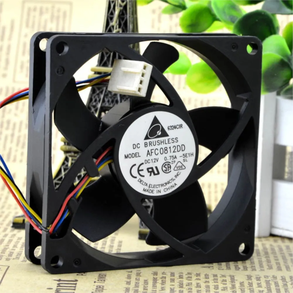 AFC0812DD Ventilador de refrigeración CC de 80 mm para Delta 8020 8 cm 12 v 0.75A Disipador de calor PWM de doble bola Enfriador de CPU - imagen 4