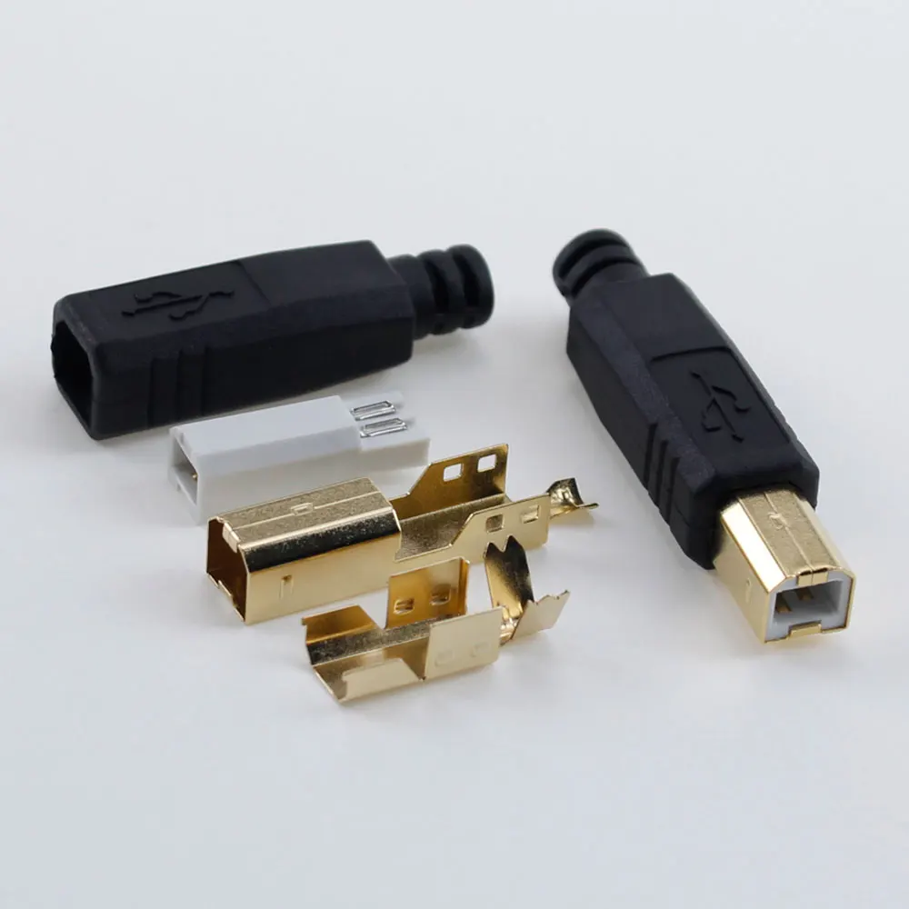 Puerto de impresora macho de 4 pines, conector adaptador de montaje de soldadura, USB 2,0 tipo B, 1 piezas, chapado en oro - imagen 2