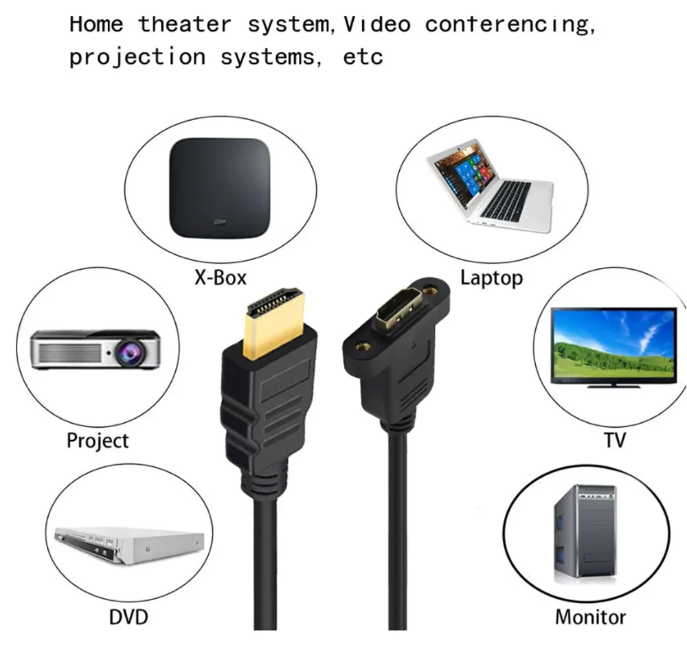 Nuevo Cable de extensión compatible con HDMI macho a hembra con montaje en Panel de tornillo 0,3 M 1080P HDTV para PSP HDTV - imagen 5