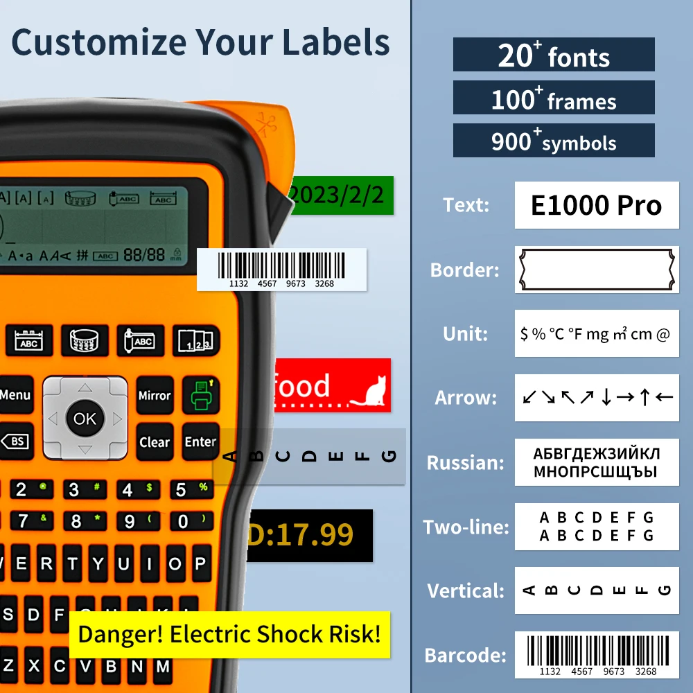 Compatible con teclado Russisan E1000 Pro, impresora portátil, fabricante de etiquetas adhesivas, Compatible con Brother p-touch AHS TZE-231 - imagen 2