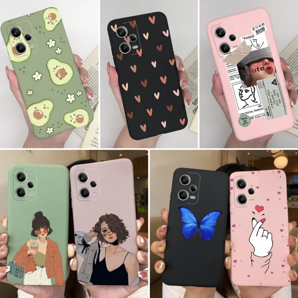 Funda de silicona mate a prueba de golpes para Xiaomi Redmi Note 12 Pro + Plus, 5G, corazón de amor, chica, Funda parachoques