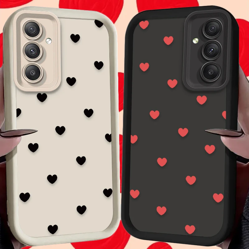 Funda roja y negra con forma de corazón de amor para Samsung Galaxy A54 A05S A05 A34 A24 A14 A53 A33 A23 A13 A52 A52S A32 A22 A12 A71 A51 A31