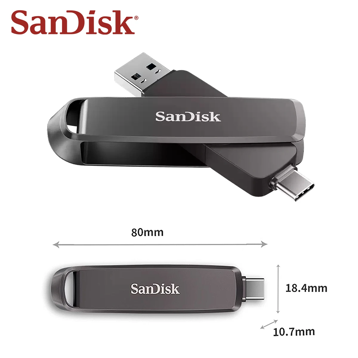 SanDisk OTG USB 3,2 tipo C tipo A Pen Drive para iPhone 15 16 Max 1000 Mb/s unidad Flash USB de Metal 512GB 1TB 2TB disco de alta capacidad - imagen 3