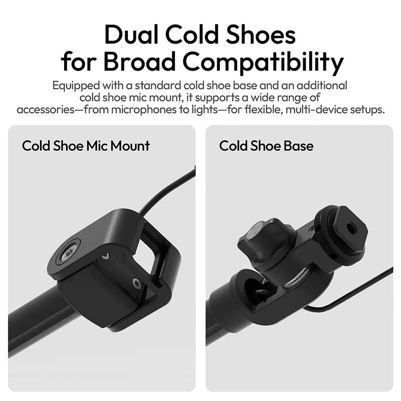 ​ Ulanzi ZJ08 soporte de micrófono con brazo de poste de soporte de micrófono de 1M con soporte de zapata fría Dual para videocámara DSLR jaula de teléfono para entrevista de vídeo - imagen 5