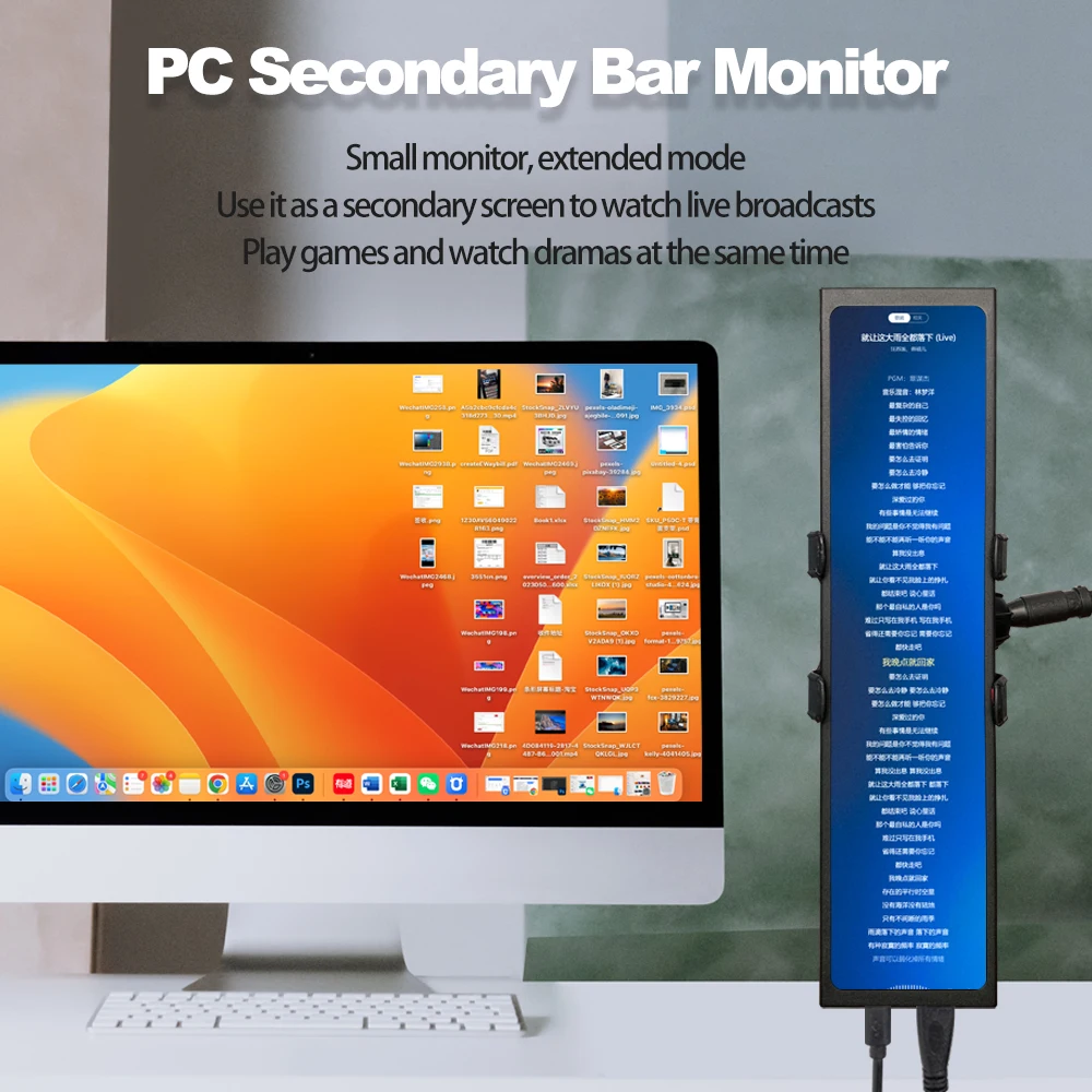 LESOWN Pantalla de pancarta compacta de 11,3 pulgadas 440 × 1920 IPS LCD Monitor portátil secundario Panel de sensor AIDA64 para caja de computadora ARGB - imagen 3
