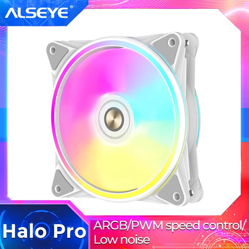 ALSEYE HALO PRO ventilador 4pin 120mm caja de computadora ARGB 66CFM FDB DC 12V ventilador de refrigeración para PC de refrigeración por agua - imagen 2