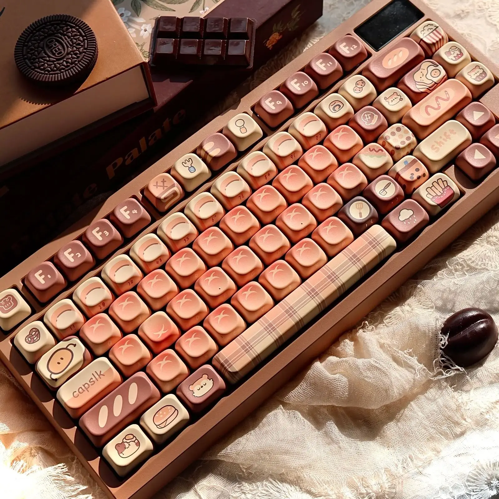 Tecla Retro con diseño de Alicia, bonito pan de Chocolate con degradado, tema delicioso, 2,25/2,75Ul, tecla de entrada, 133 teclas, para Aulat/lluvia 75 - imagen 5