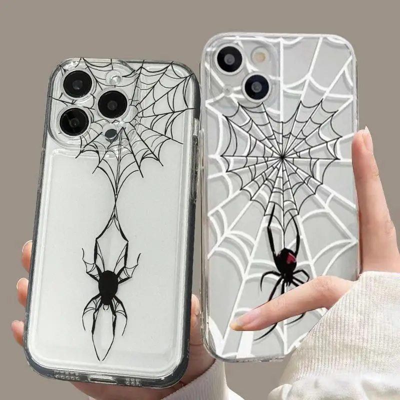 Funda protectora para Iphone 15 Pro Max, 11, 12, 13, 14 Pro Max, 6, 6S, 7, 8 Plus, 13 Mini, XS Max, XR, SE, 2, 3, Spider, pareja negra