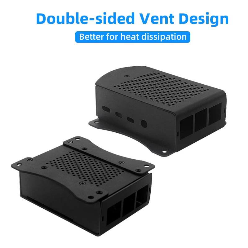 Raspberry Pi 4 Caja de aleación de aluminio Caja de metal con soporte colgante Soporte Ventilador de enfriamiento Destornillador para Raspberry Pi 4 Modelo B - imagen 3