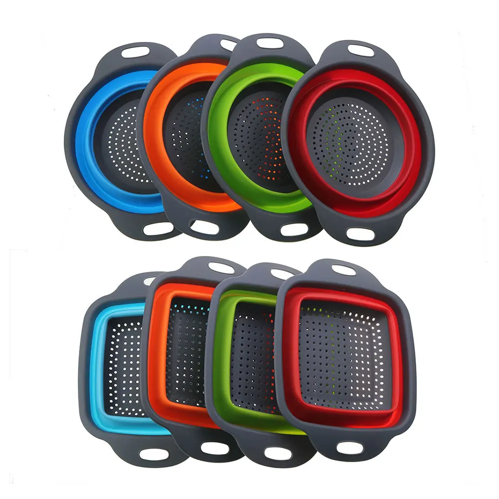 JCD cesta de lavado de frutas y verduras colador plegable colador de silicona plato escurridor plegable filtro herramienta de almacenamiento de cocina - imagen 3