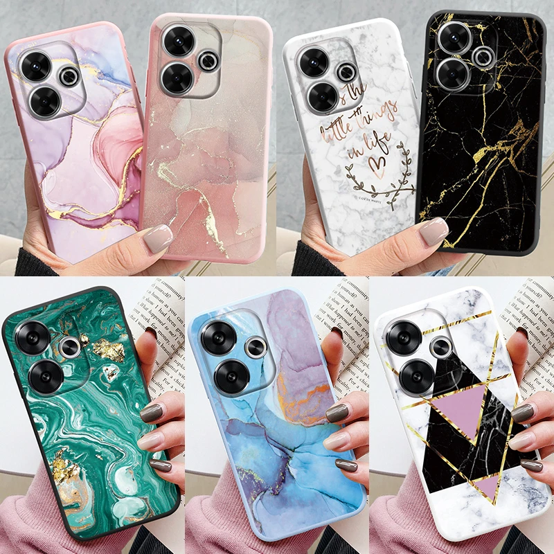Funda de mármol colorida para Redmi 13 4G, funda de silicona suave de lujo TPU a prueba de golpes, Fundas para Redmi 13, pintura al óleo de acuarela