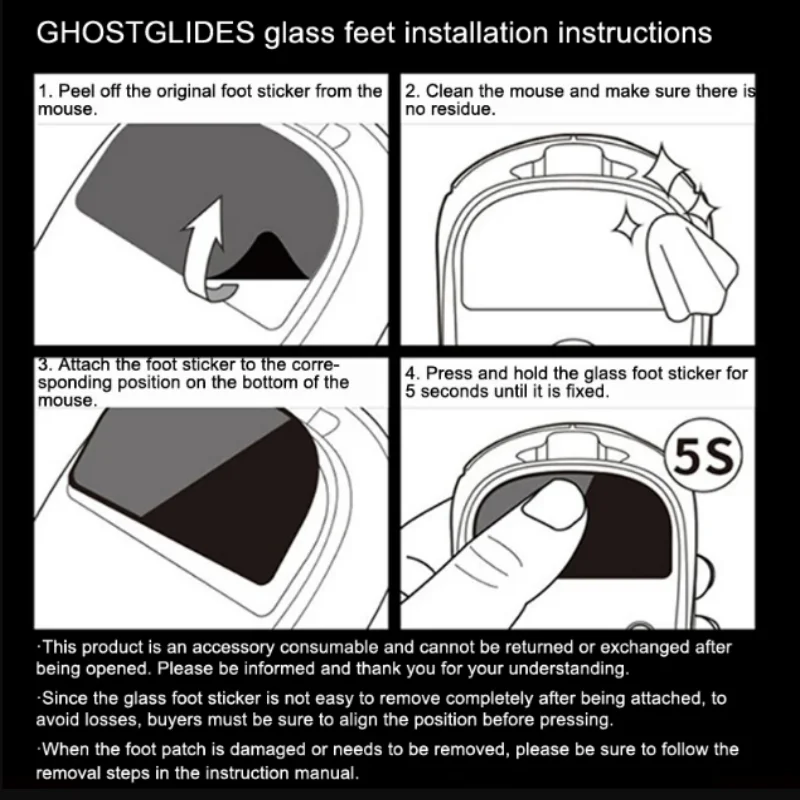 Pies de ratón de cristal compatibles con ratón inalámbrico Logitech G502 X PLUS, patines de cristal con borde curvo redondo personalizado - imagen 5