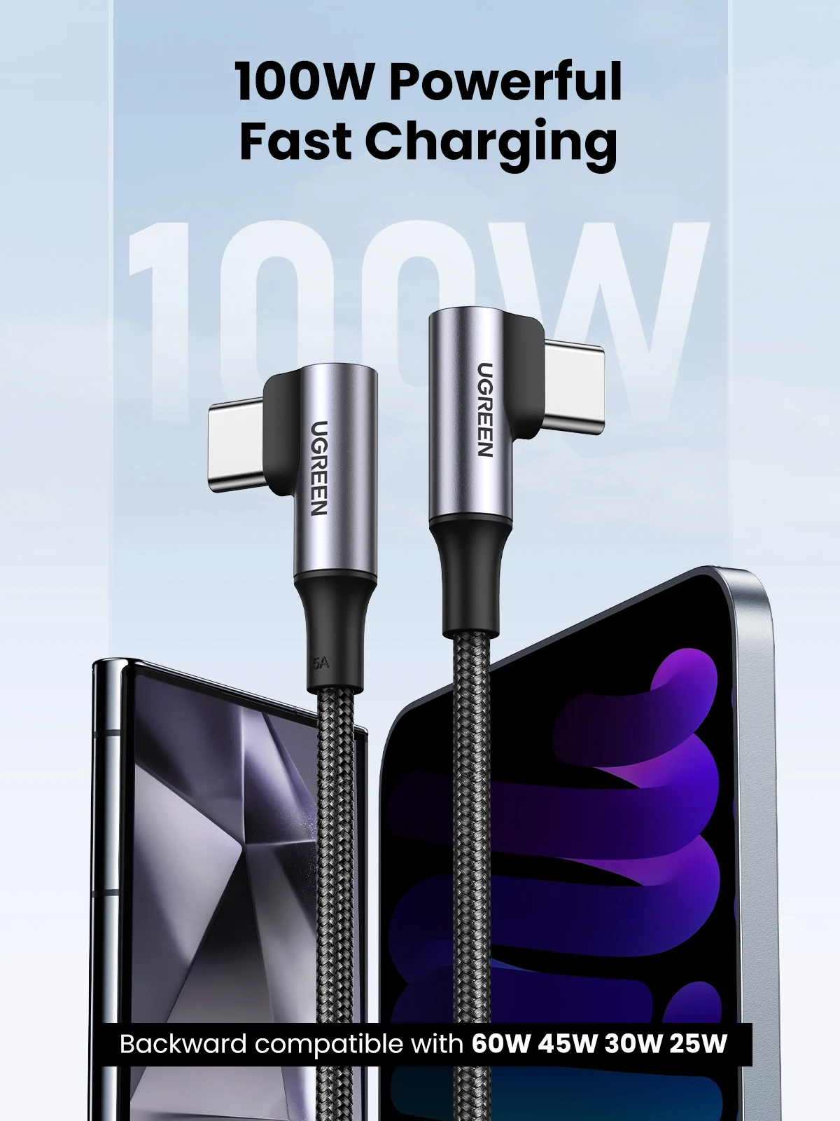 Cable USB-C UGREEN 100W PD Carga Rápida para MacBook Samsung iPad - imagen 2