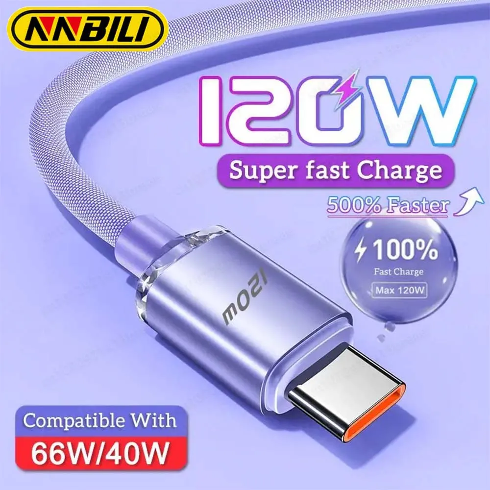 NNBILI-Cable de carga rápida USB tipo C, 120W, 6A, para Samsung S23, Xiaomi 13, Huawei
