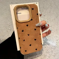 Funda de piel mate con corazón para varios modelos de iPhone