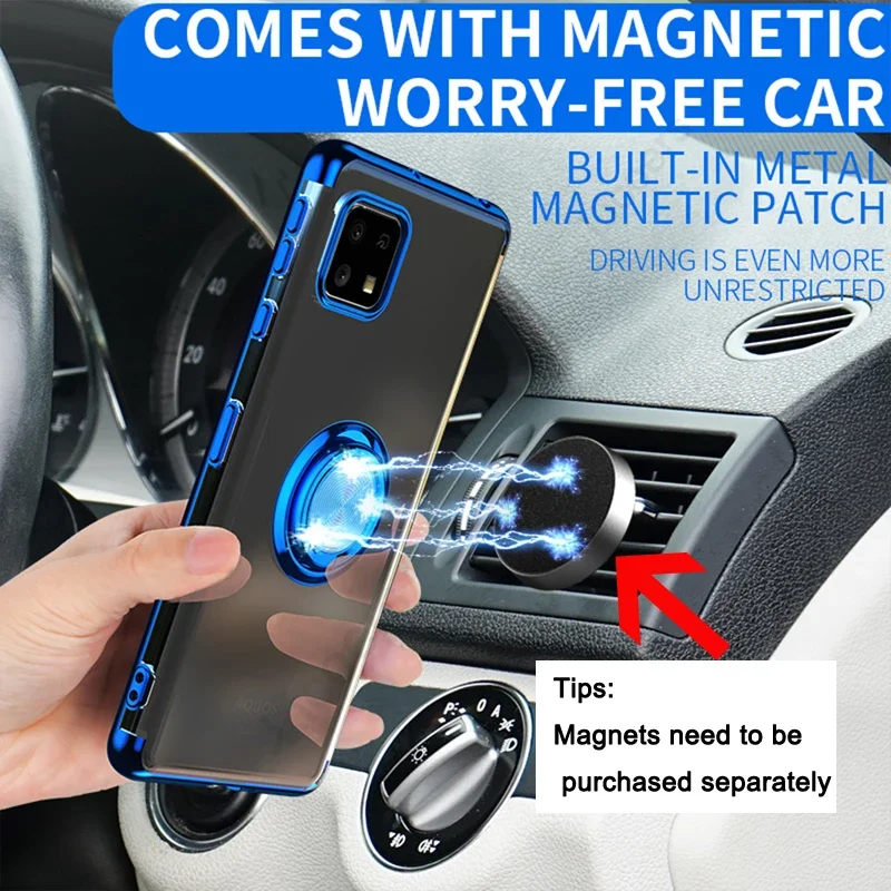 Funda para Sharp Aquos Sense R10 R9 10 9 8 7 Plus 6 4 R8 R7 Wish 3 cubierta anillo chapado soporte para coche carcasa de soporte de silicona suave - imagen 4