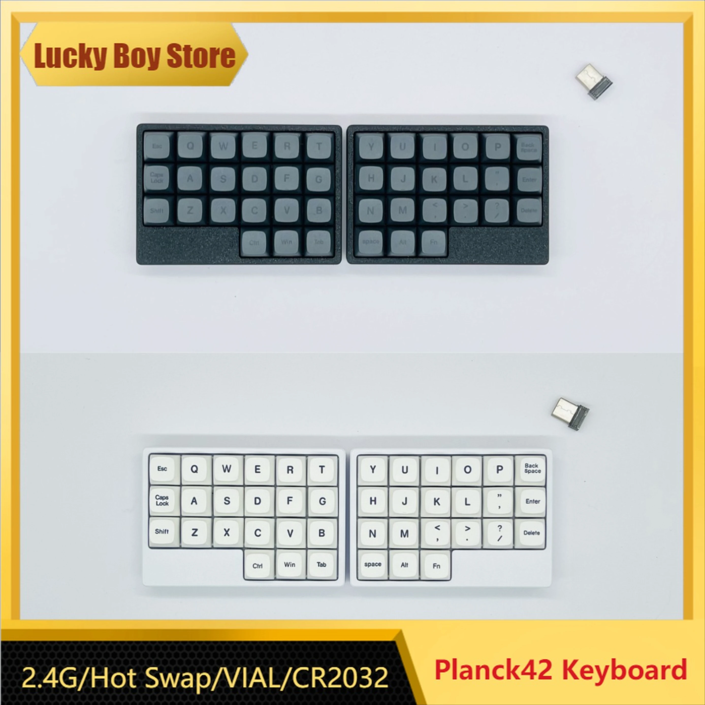 Nuevo Kit ergonómico de teclado dividido inalámbrico PLANK de 42 teclas 2,4G modo único Ortho42 teclado separado VIAL personalizado CR2032 pila de botón