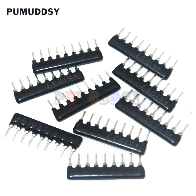 Resistencia de red de 5 pines y 9 pines, piezas, matriz DIP 100, 220, 330, 470, 510, 1K, 680 K, 1,2 K, 1,5 K, 2,2 K, 3,3 K, 4,7 K, 100K, Ohm