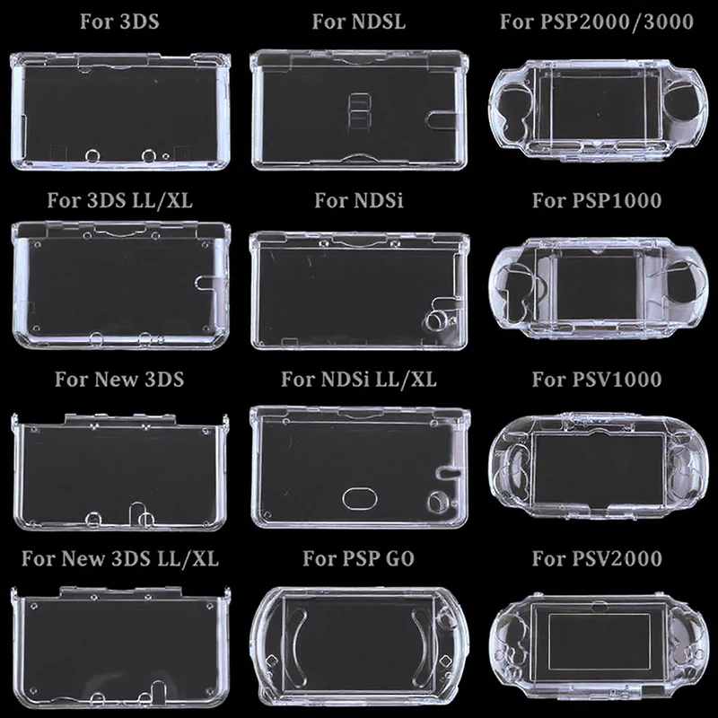 1 unidad de carcasa dura de cristal transparente de plástico para 3DS nuevo 3DS XL LL para NDS Lite NDSL NDSi XL LL para PSP 2000 3000 PSV 1000