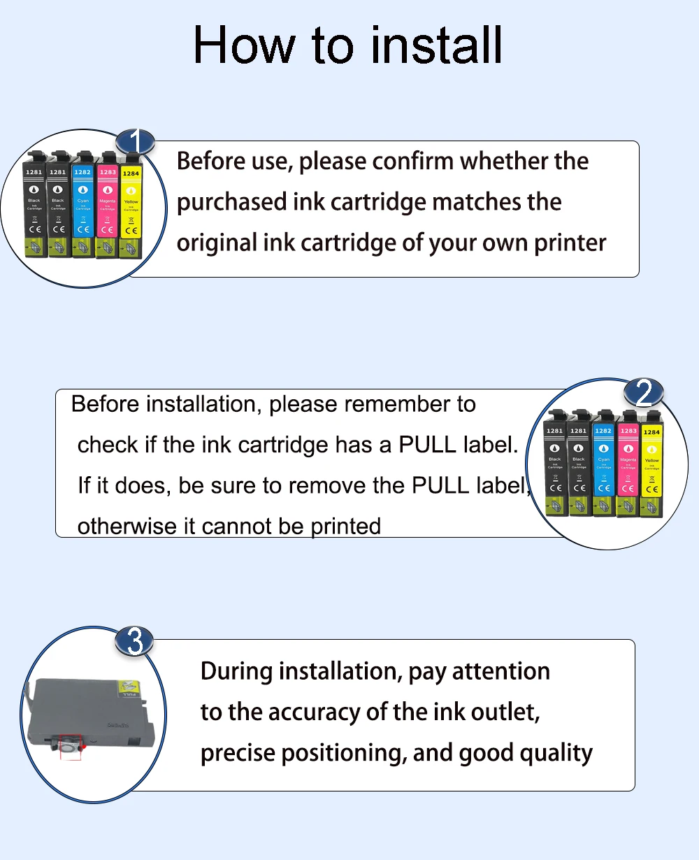Cartucho de tinta T1281 para impresora Epson T 1281-1284 T1281XL Compatible con lápiz óptico S22 SX125 SX130 SX230 SX235W SX445W T1281XL - imagen 4
