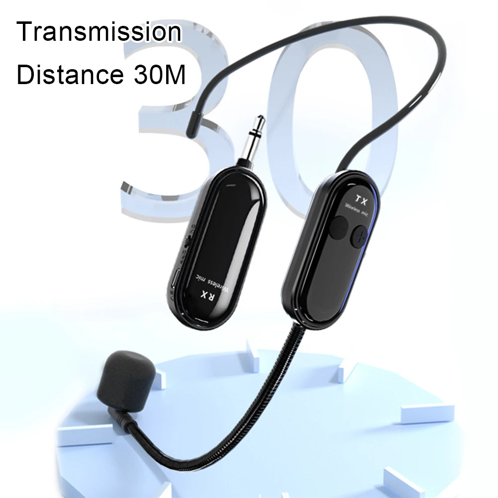 Micrófono de auriculares 2,4G, sistema con micrófono inalámbrico de largo alcance, micrófono de mano 2 en 1 para amplificador de voz, altavoces de escenario, enseñanza - imagen 2