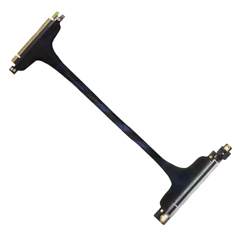 Tarjeta gráfica PCI-E 5,0 X16 delgada Cable de extensión Vertical 90 GEN5 para servidor AI malla trenzada Cable adaptador GPU - imagen 4