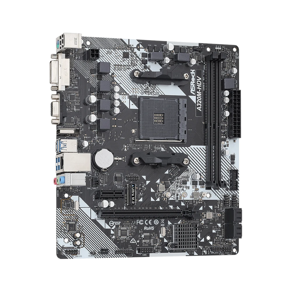 Placa base ASROCK A320M-HDV compatible con AMD Ryzen 5 5600 Ryzen 7 5700X3D DDR4 3200+(OC) NVME M.2 interfaz PCIe 3,0 AM4 placa base - imagen 4
