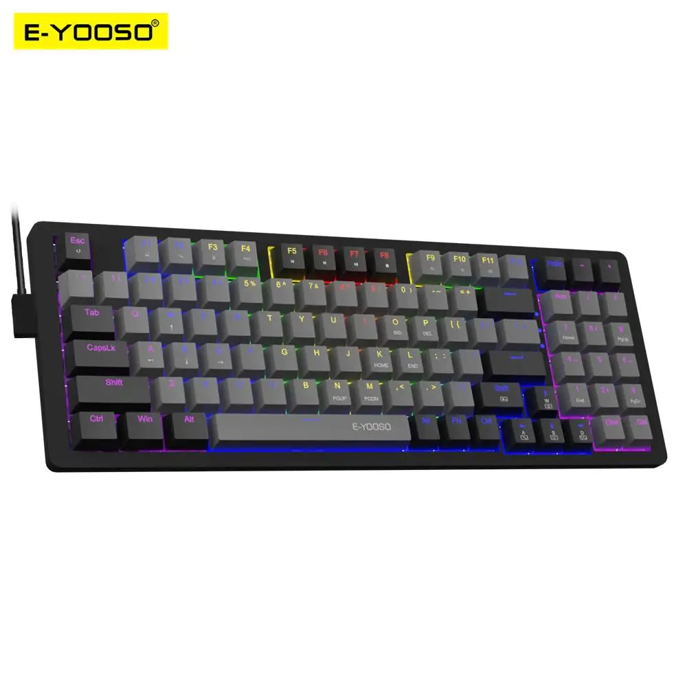 E-YOOSO Z94 Teclado mecánico USB para jugar con cable monocromático retroiluminado con LED azul rojo interruptor 94 teclas para ordenador portátil PC