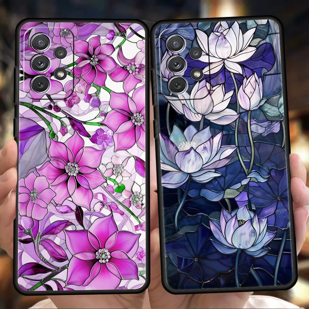 Funda para Samsung A15 A13 A35 A55 A51 A71 A41 A31 A21S A03S A05 A17 A23 A25 A33 A53 A73 5G A07 4G cubierta flor mármol geometría