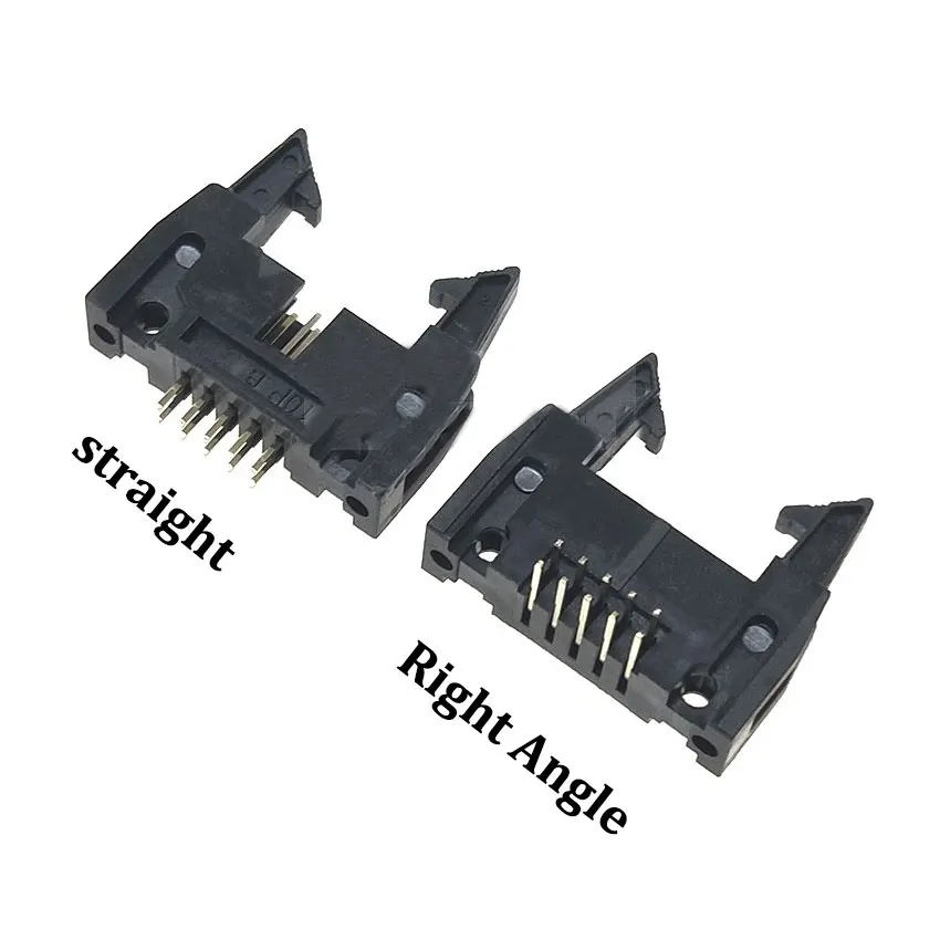 10 Uds DC2 10/14/16/20/26/34/40/50/64 Pin 2,54mm paso macho Socker conector de cabezales de caja IDC de ángulo recto/derecho para Cable FC - imagen 2