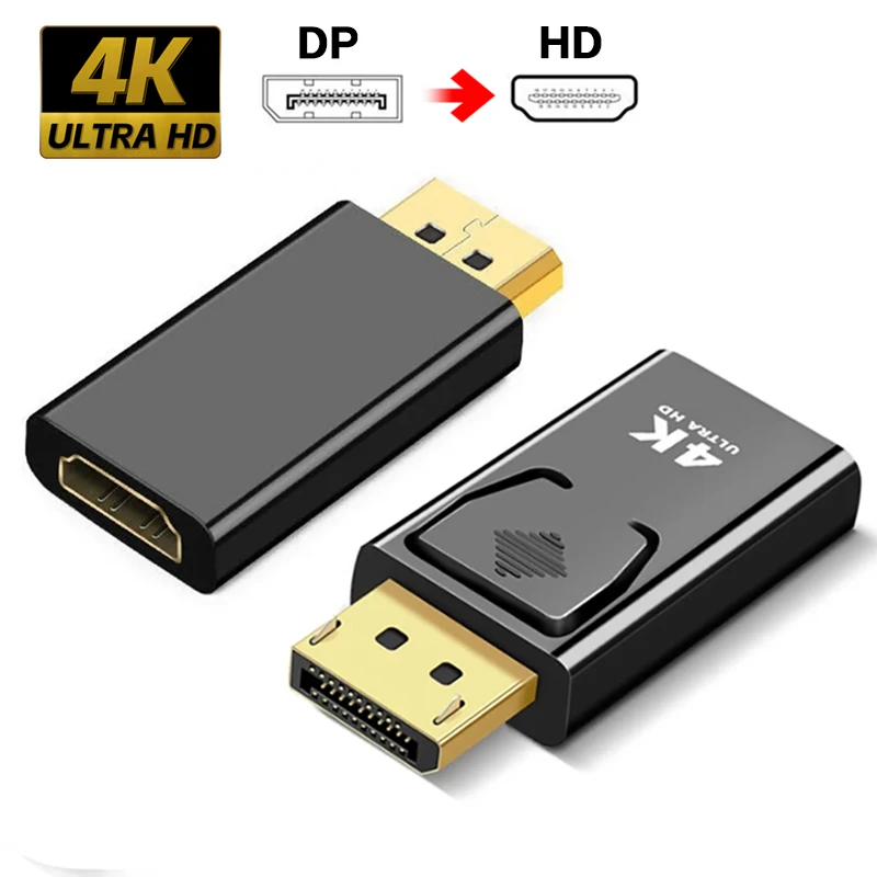 Conector DP a HDTV 4K DisplayPort DP macho a HD hembra adaptador convertidor vídeo Audio enchufe interruptor para ordenador TV portátil
