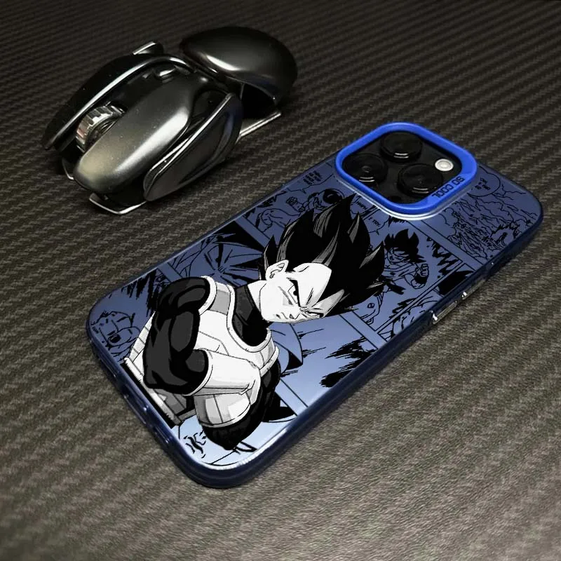 D-Dragon Balls Anime Vegeta funda para iPhone 16 15 14 13 12 11 X Pro Max Plus Mini funda de teléfono plateada colorida - imagen 2