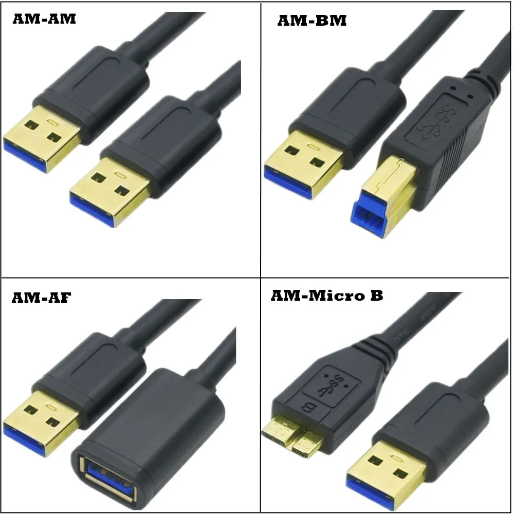 Cable USB 3,0 A macho B macho A microb, Cable de extensión USB 3,0, 0,3 m, 1m, 1,8 m - imagen 2