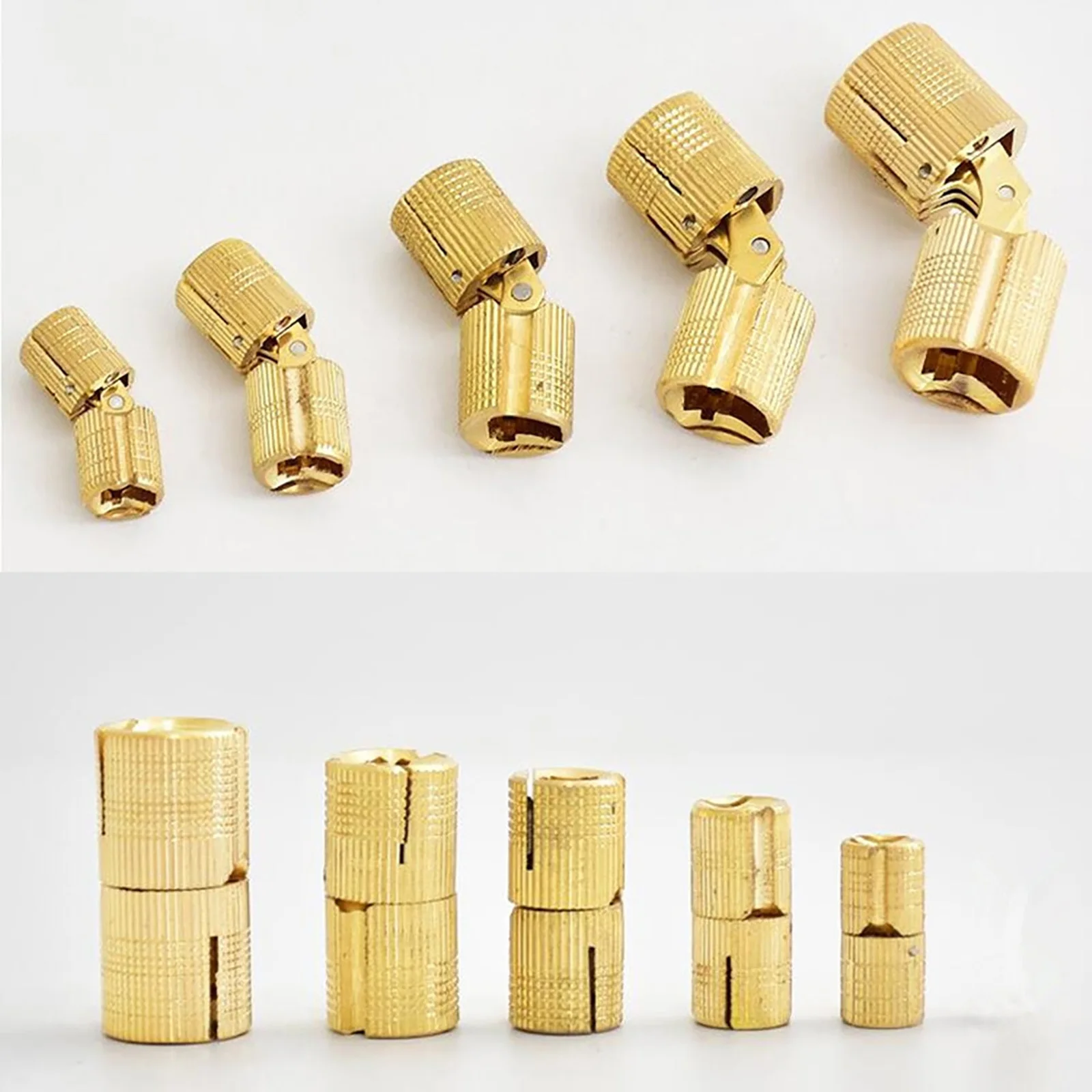 Bisagras cilíndricas de barril de cobre, montaje oculto de latón Invisible para herrajes de muebles, 10mm-18mm, 4 unidades por juego - imagen 5