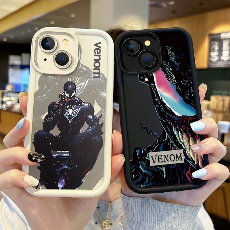 Nueva funda suave Popular para teléfono Marvel Venom para iPhone 16 Pro Max 15 14 13 12 11 Pro XR X XS Max 8 7 cubierta protectora antideslizante