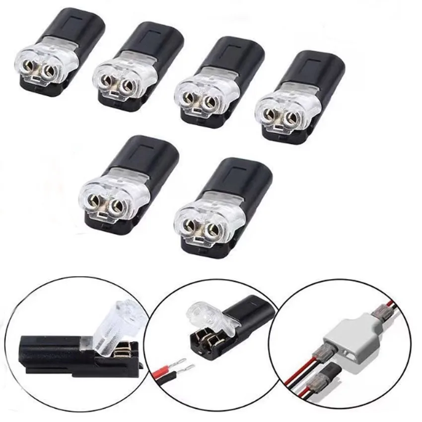 Conector de Cable enchufable de 2 pines, terminales de engarzado de Cable eléctrico de empalme rápido para cableado de cables, conectores LED de coche 22-20AWG, 1-10 Uds. - imagen 2