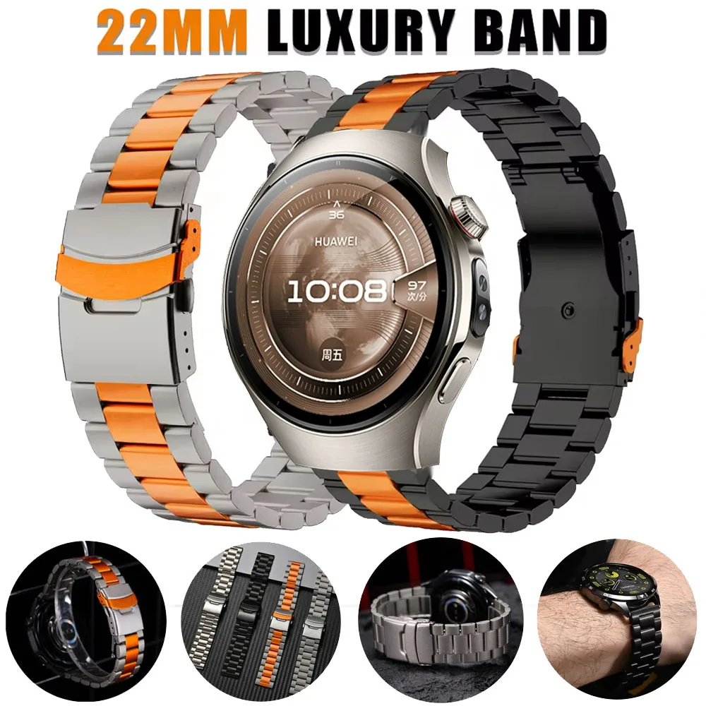 Correa de Metal de acero inoxidable de 22mm para Huawei Watch 5/GT5 Pro 4 3 2 pulsera de 46mm para Honor Watch GS 4/GS 3/GS 3i/GS Pro Band