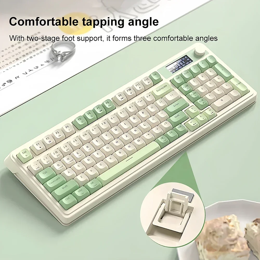 Teclado multimodo Bluetooth/2,4G/teclado con cable con pantalla tres teclados Bluetooth teclado para juegos RGB teclado inalámbrico 2,4G - imagen 3