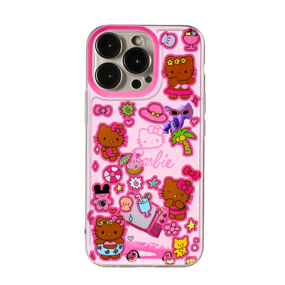 Funda de teléfono Kawaii Hellokitty, carcasa transparente para IPhone 11, 12, 13, 14, 15, 16 Pro Max, Mini, X, Xs, XR, 7, 8 Plus, Se2020 - imagen 5